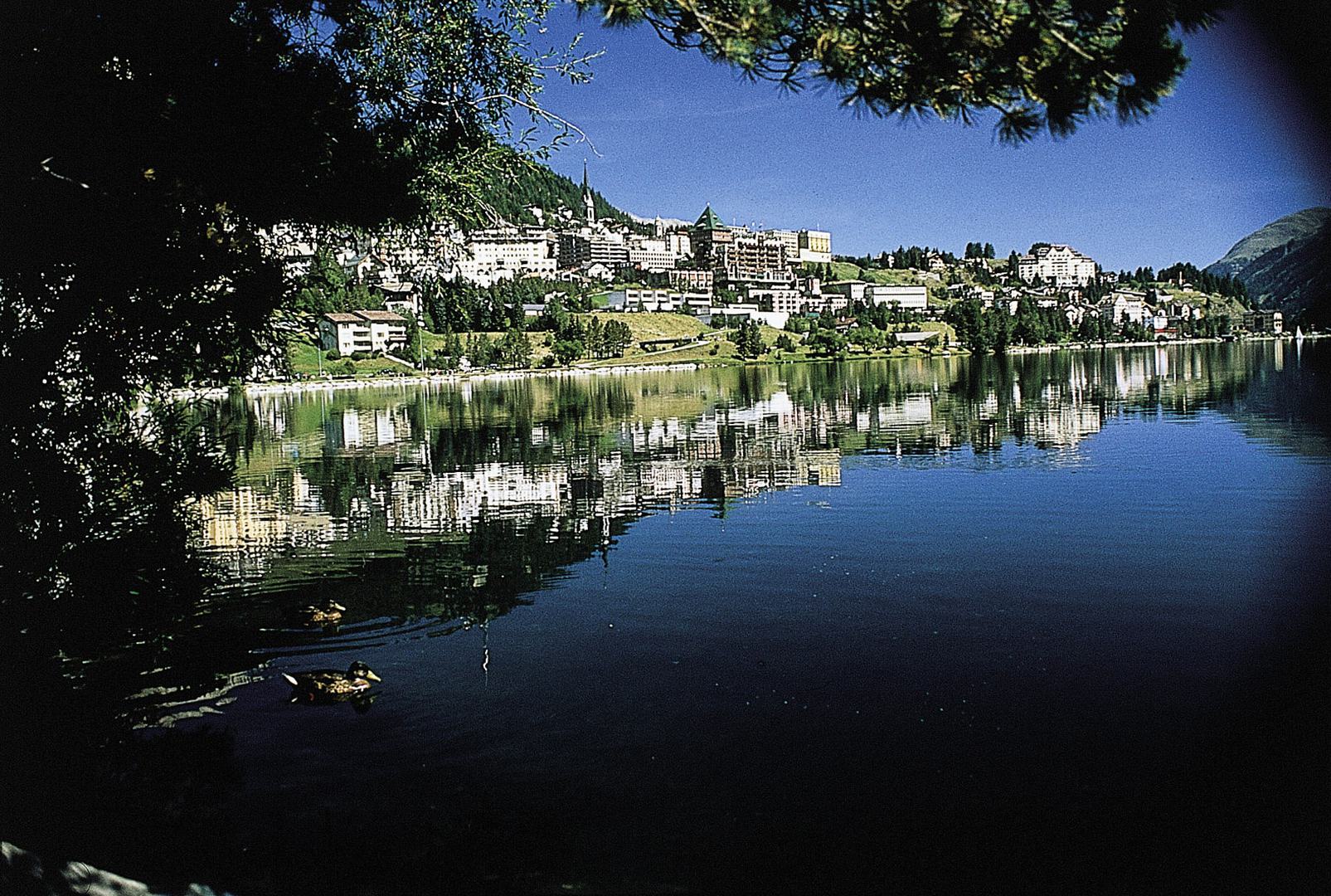 Radreise Schweiz Österreich St. Moritz Blick auf St. Moritz