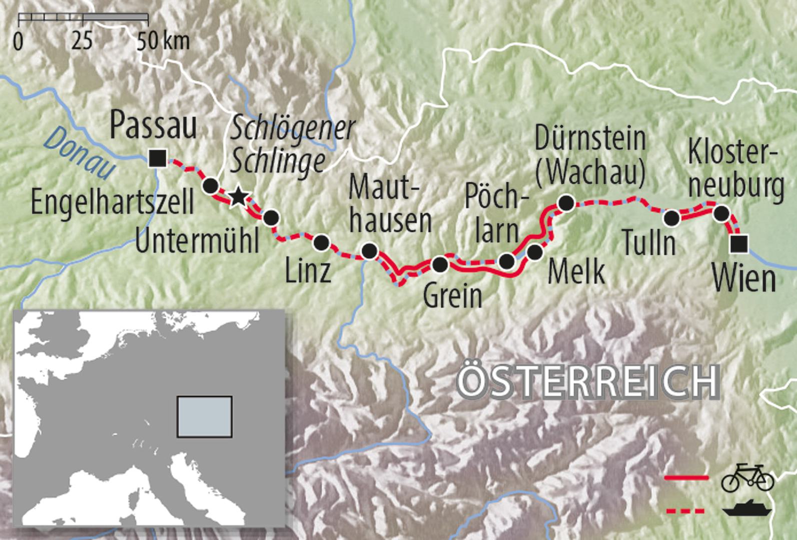 Rad und Schiffreise Passau Wien Passau entlang der Donau