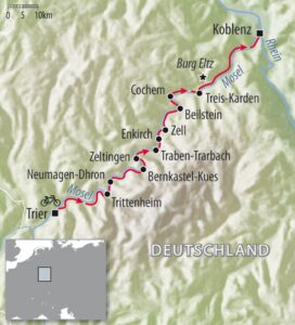 Fahrradkarte Deutschland Mosel - Moselradweg Karte von Trier nach Koblenz