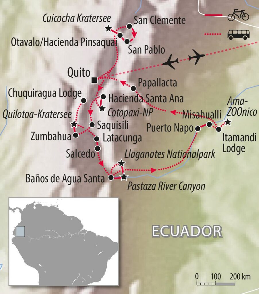 Fahrradkarte Ecuador MTB - Mountainbike Tour Quito Pastaza River Canyon San Pablo