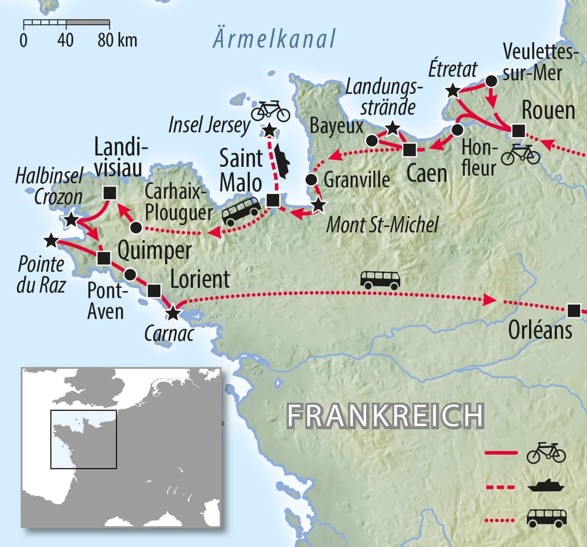 Radreise Normandie Bretagne Kanalinsel Jersey