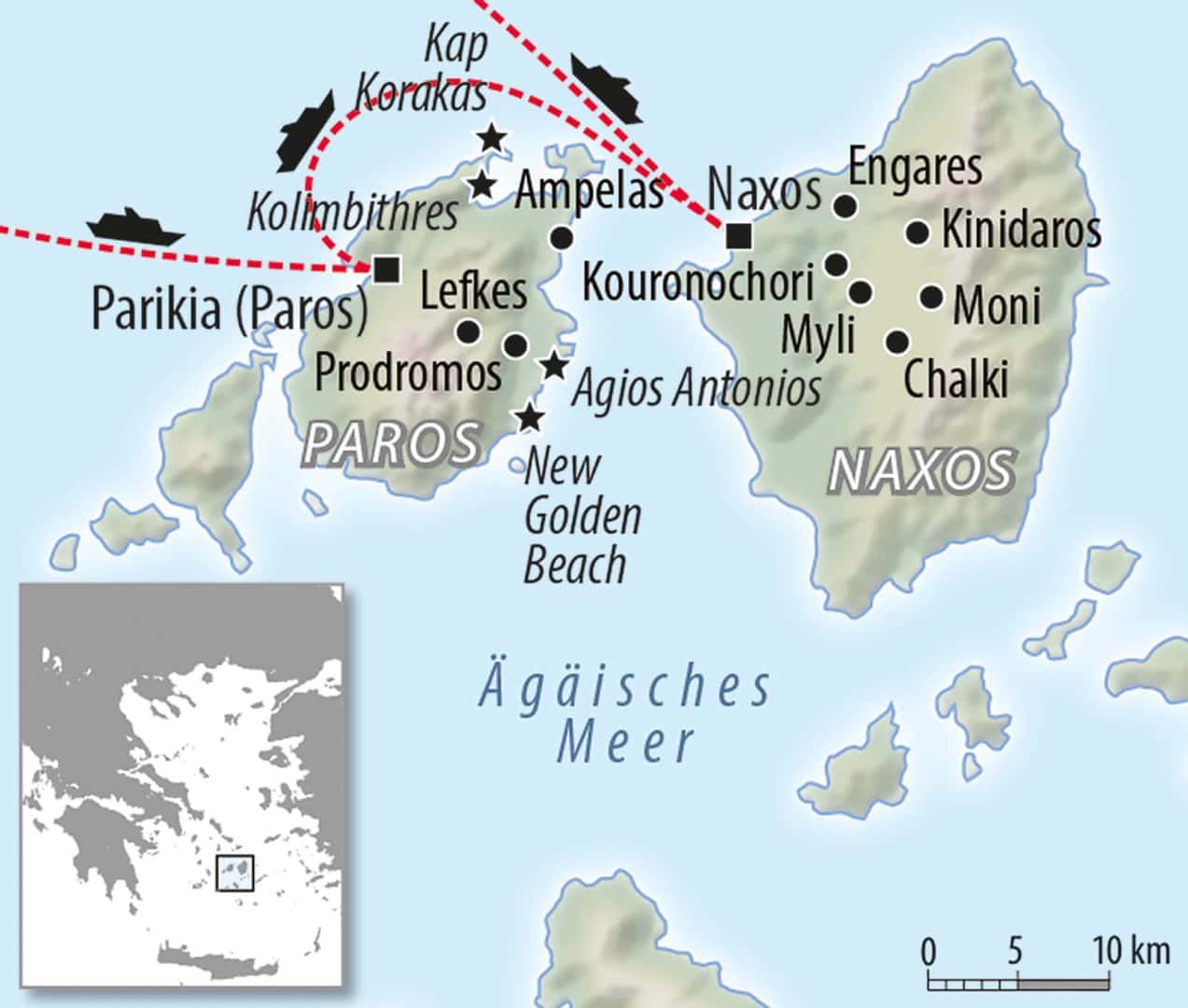 Wanderkarte Griechenland Paros und Naxos - Wandern Ägäis