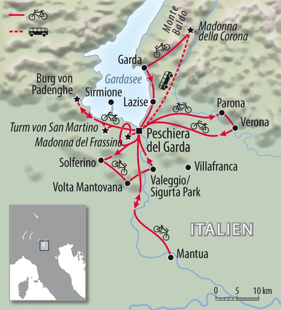 Fahrradkarte Italien Gardasee - Radfahren Garda Lazise Sirmione Verona
