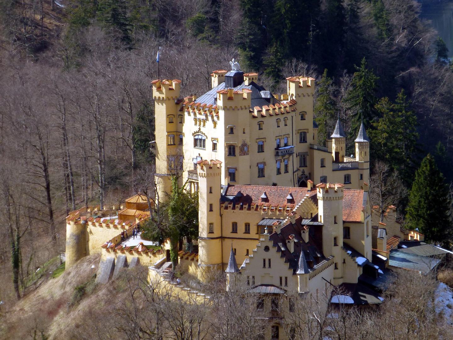 Rennradreise Deutschland Bayern Alpenrand, Toller Blick auf Schloss Hohenschwangau von oben